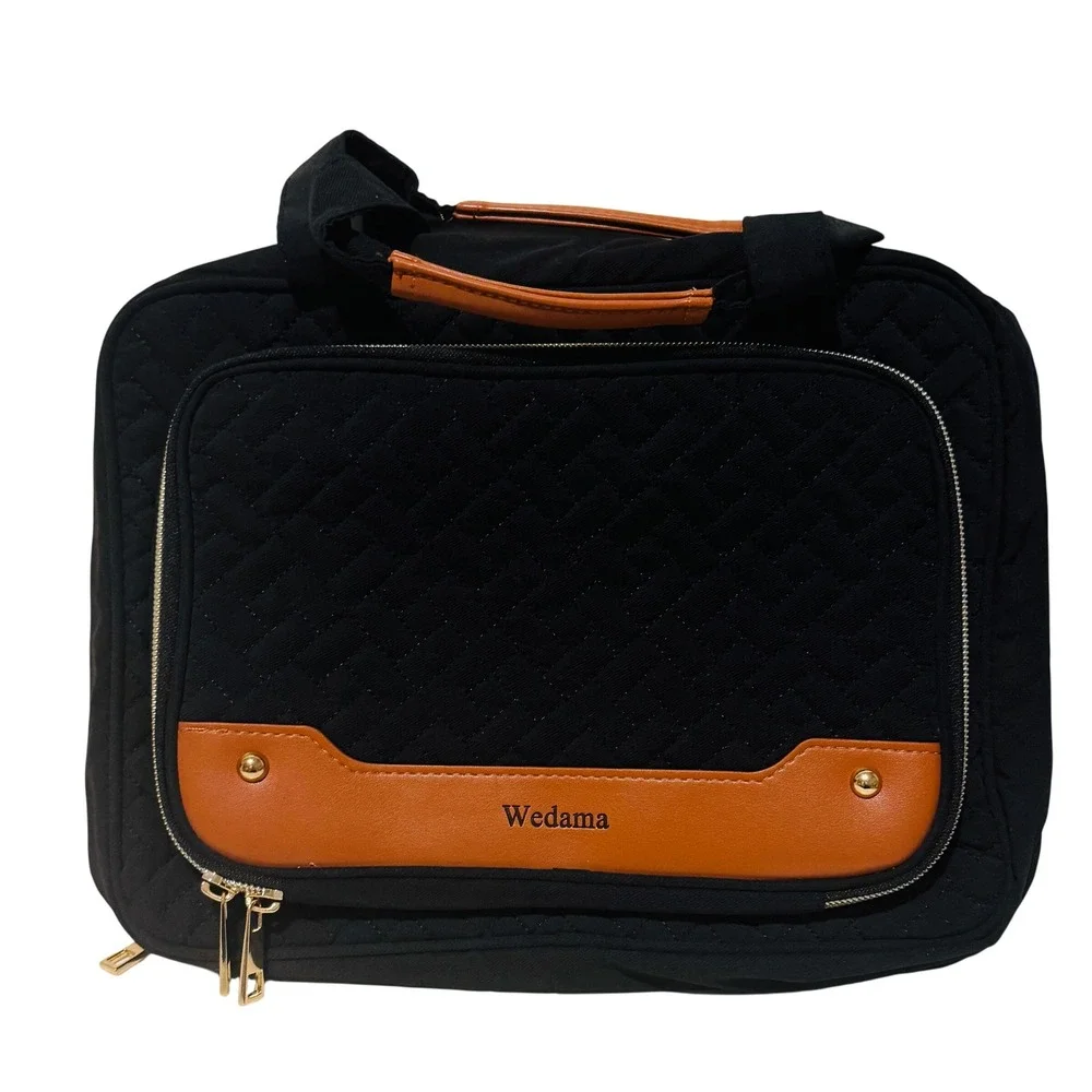 Wedama Quilted Hanging Travel Toiletry Bag Cosmetic Makeup Organizer Black